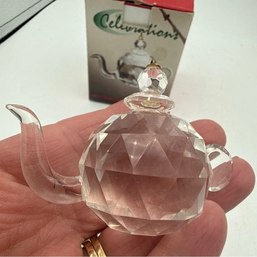 Celebrations Reflections crystal 2 3/4” teapot Hanging Ornament